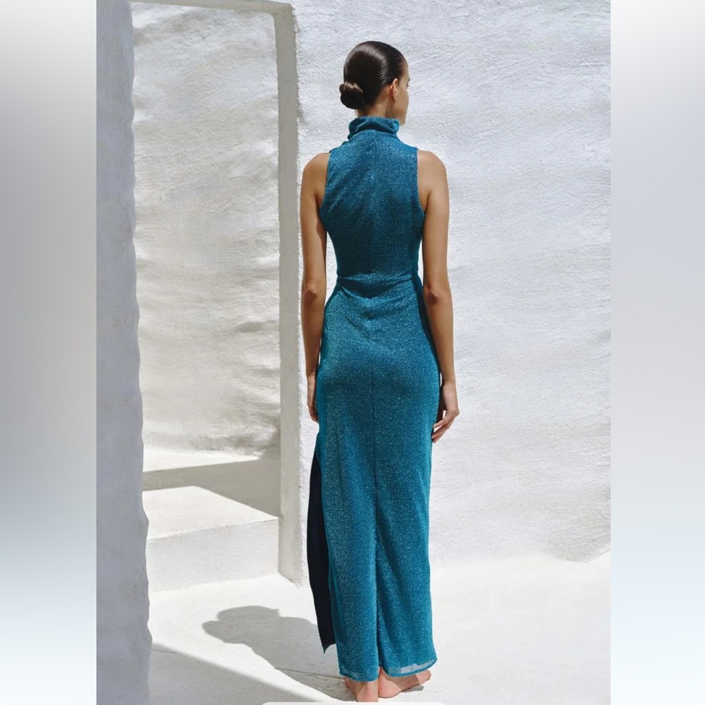 BAOBAB Blue Metallic sleeveless maxi dress - Picture 14 of 15